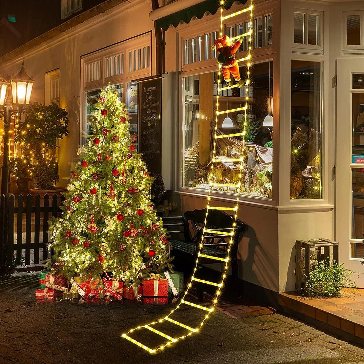 Santa Claus Climbing Ladder Tree Decor